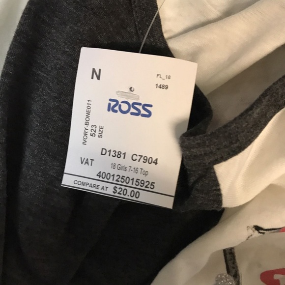 Girls Lily Blue LS Raglan Paris Gray White T Shirt - Picture 6 of 7